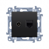 Simon10 Gniazdo antenowe F + komputerowe RJ45 pazurki / wkręty CASFRJ455.01/49 czarny KONTAKT SIMON