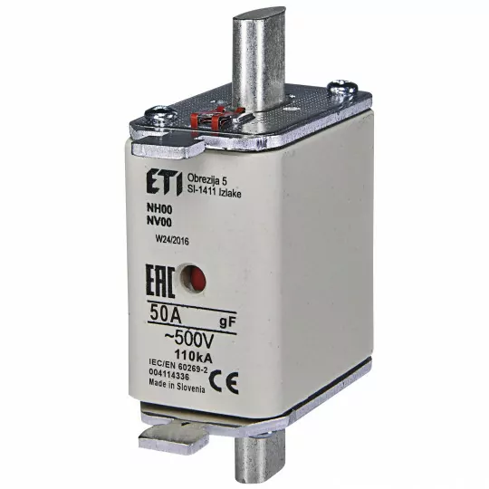 Wkładka bezpiecznikowa NH00 50A gF 500V WT-00 004114336 ETI POLAM Wkładka bezpiecznikowa NH00 50A gF 500V WT-00 004114336 ETI POLAM