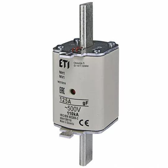 Wkładka nożowa NH1 125A gF 500V WT-1 ETI POLAM Wkładka nożowa NH1 125A gF 500V WT-1 ETI POLAM