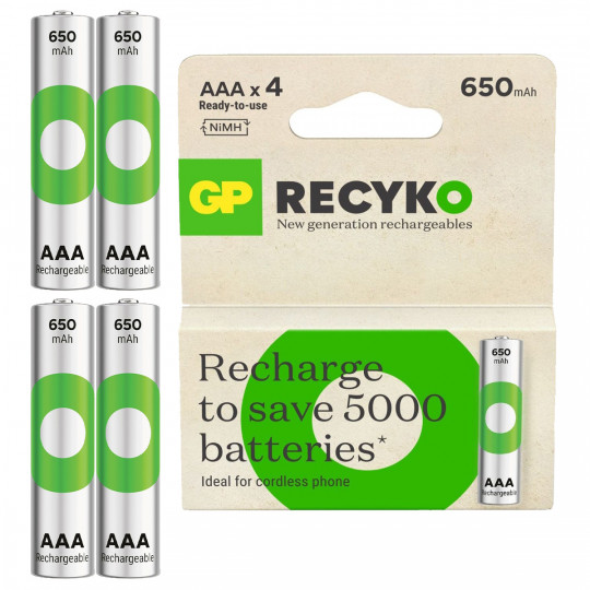 Akumulatorki GP ReCyko+ AAA 650mAh opakowanie 4 sztuki GP