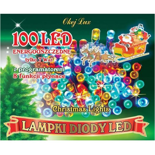 Christmas tree lights LED100/8F warm 6m internal 8 functions OKEJ LUX