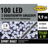 Lampki choinkowe 100 LED przeźroczysty przewód + dodatkowe gniazdo zimna barwa 9,9m zewnętrzne 13-104 BULINEX