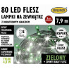 Lampki choinkowe GRUBE zielona barwa + zimny FLASH 100LED + dodatkowe gniazdo 7,9m zewnętrzne 75-427 BULINEX