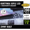 Lampki kurtyna sople 200 LED zimna barwa + dodatkowe gniazdo 9,6m zewnętrzne 13-572 BULINEX