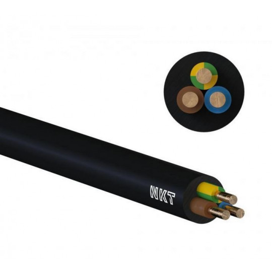 Przewód KABEL ENERGETYCZNY YKY 3x6mm2 ziemny miedziany bębnowy OKRĄGŁY czarny 1 METR NKT