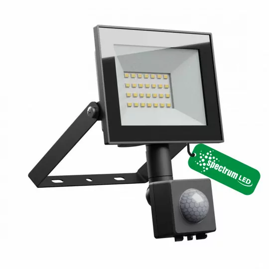 Naświetlacz NOCTIS LUX-4 LED 20W zimna barwa CW czarny + PIR 116x174x53 SPECTRUM LED