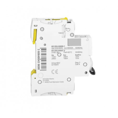 Wyłącznik nadprądowy Acti9 iC60N-B16-1 B 16A 1 biegunowy A9F03116 SCHNEIDER