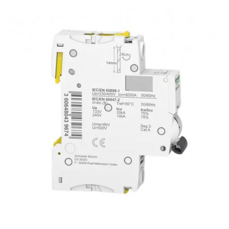 Wyłącznik nadprądowy Acti9 iC60N-B10-1 B 10A 1-biegunowy A9F03110 SCHNEIDER