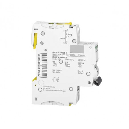 Wyłącznik nadprądowy Acti9 iC60N-C10-1 C 10A 1-biegunowy A9F04110 SCHNEIDER