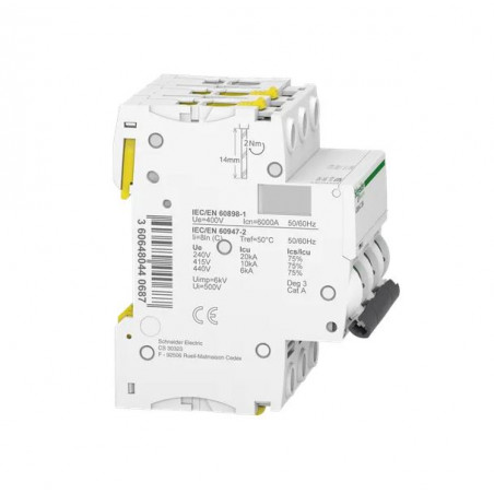 Wyłącznik nadprądowy Acti9 iC60N-C25-3 C 25A 3-biegunowy A9F04325 SCHNEIDER