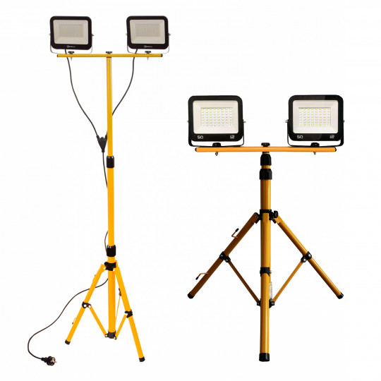 Lampy na statywie naświetlacze TRIPOD 2x50W NW IP65 + 2m kabel SPECTRUM LED