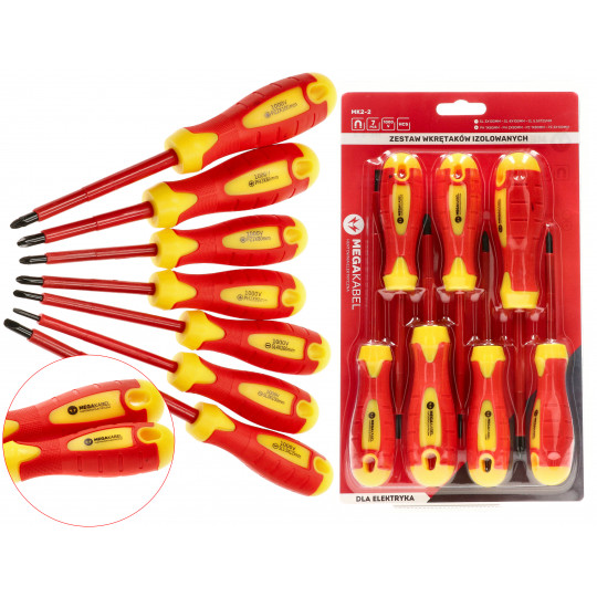 Zestaw śrubokrętów wkrętaków izolowanych DLA ELEKTRYKA 7 sztuk TPR-1 MEGAKABEL