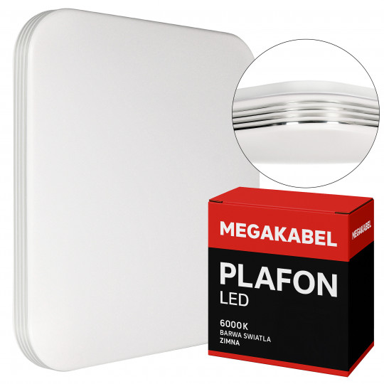 Lampa sufitowa plafon kwadrat LED ADISON 36W barwa zimna CX-32 MEGAKABEL