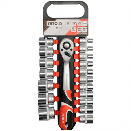 Set of ratchet sockets. 1/2" kpl.19pcs YT-3868 YATO