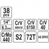 Set of 1/4&#34; tools 38 parts YT-14471 YATO