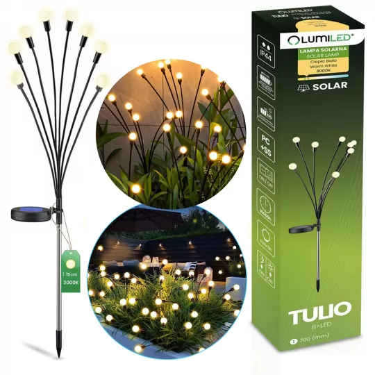 Lampa solarna ogrodowa TULIO dmuchawiec kuleczki 3000K WW LUMSOL1150 LUMILED