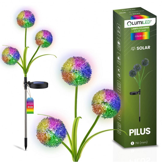 Lampa solarna ogrodowa LED PILUS RGB wbijana dekoracyjna kwiat czosnek LED RGB LUMSOL1185 LUMILED