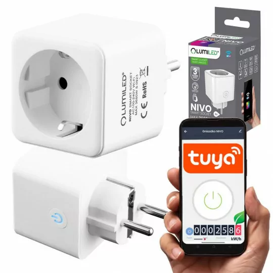 Gniazdko inteligentne WiFi Smart TUYA watomierz programator timer NIVO LUMTUY1010 LUMILED