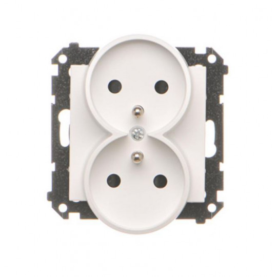 Simon55 Gniazdo wtyczkowe podwójne z uziemieniem z przesłonami moduł 16A szybkozłącza TGZ2MCZ.01/111 biały