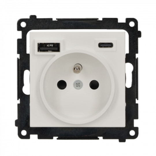 Simon55 Gniazdo z ładowarką USB C+A (moduł) 2,1A 16A biały mat TGZ1ZUSB2CA.01/111