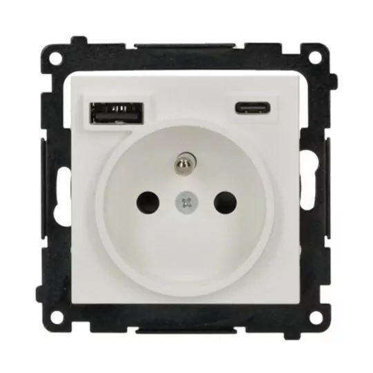 Simon55 Gniazdo z ładowarką USB C+A (moduł) 2,1A 16A biały mat TGZ1ZUSB2CA.01/111