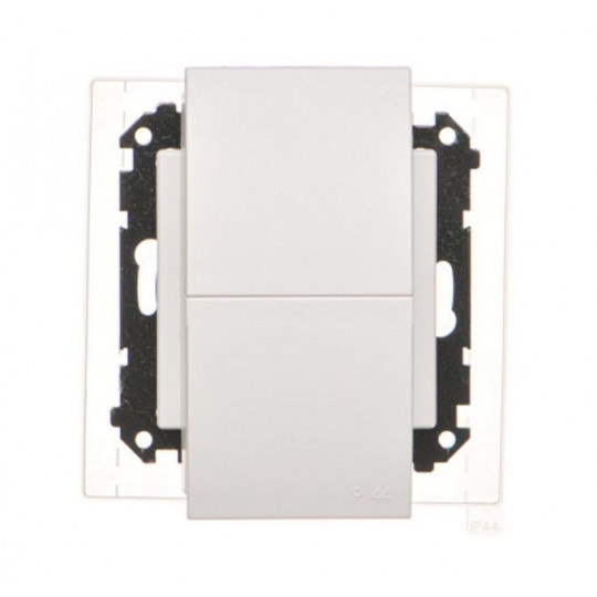 Simon55 Gniazdo wtyczkowe podwójne IP44 - z uszczelką - klapka moduł 16A TGZ2BMCZ.01/111 biały mat