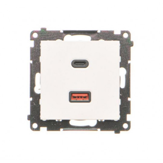 Simon55 Ładowarka USB podwójna C+A 30W TEC2CAQ.01/111 biały mat