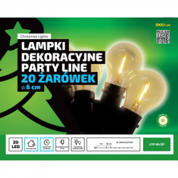 Lampki ogrodowe PARTY LINE LTP20ZP - 20 żarówek LED z żarnikiem - z wyłącznikiem czasowym OKEJ LUX