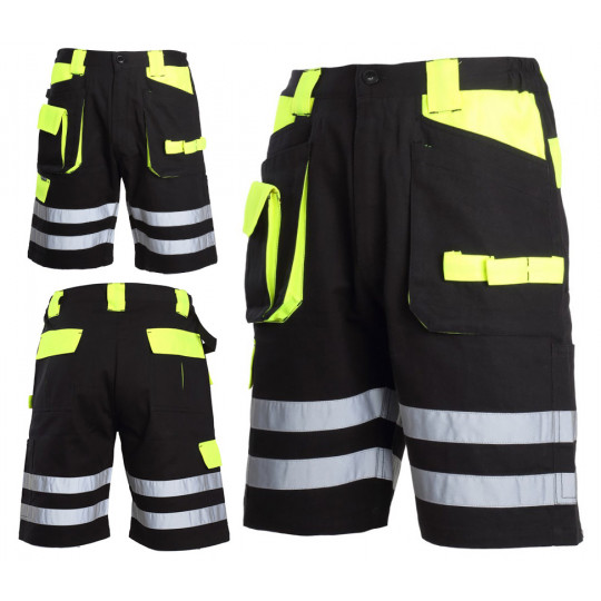 Spodenki krótkie bawełniana z odblaskami czarno-żółte rozmiar 2XL L4070505 LAHTI PRO