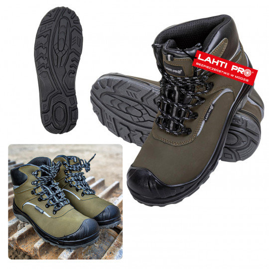 Buty obuwie robocze trzewiki nubukowe zielone rozmiar 43 L3012343 LAHTI PRO