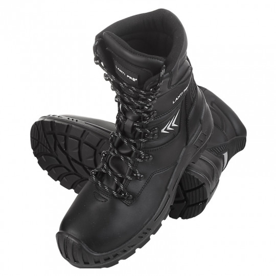 Buty robocze ZIMOWE trzewiki TRAPERY MOCNE O2 SRC ŚNIEGOWCE skórzane czarne rozmiar 43 L3030443 LAHTI PRO