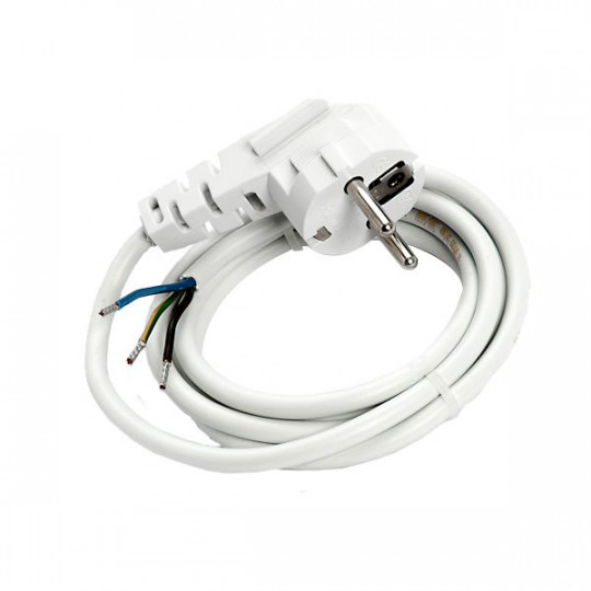 Przewód przyłączeniowy z uziemieniem OMY 3x1,5 biały wtyczka kątowa 1,5m 933-11K VIPLAST