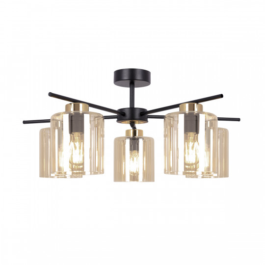 Lampa sufitowa żyrandol AURELIA K-5522 czarno złota 5xE27 KAJA