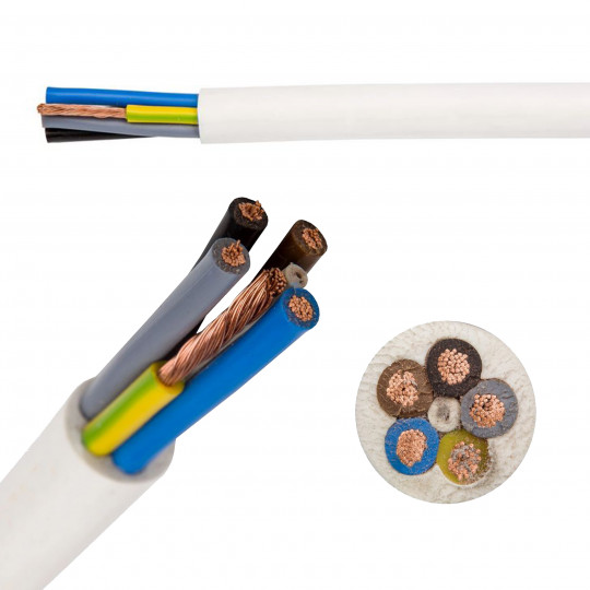 Przewód kabel warsztatowy OWY 5x0,75 biały 1 metr