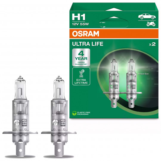 Żarówka samochodowa H1 12V 55W Ultra Life 2 sztuki OSRAM
