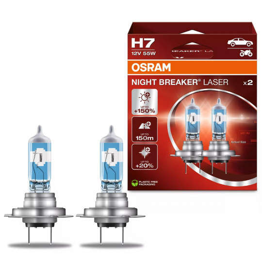 Żarówka samochodowa H7 12V 55W NIGHT BREAKER LASER 2 sztuki OSRAM