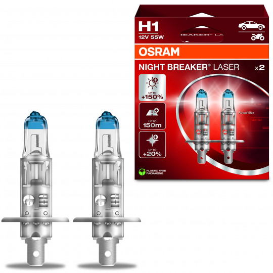 Żarówka samochodowa H1 12V 55W NIGHT BREAKER LASER 2 sztuki OSRAM