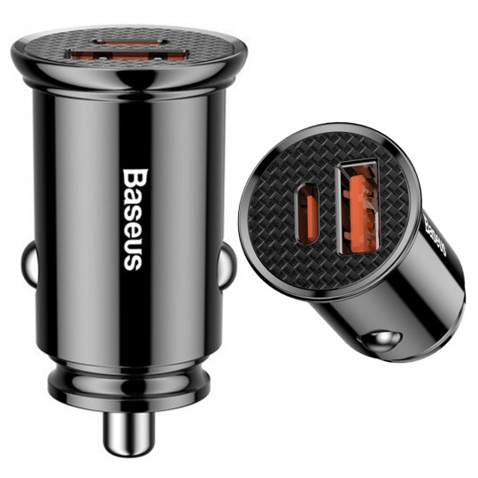 Ładowarka samochodowa USB-A Type-C USB-C PD 30W QC 3.0 SCP 5A CCALL-YS01 BASEUS