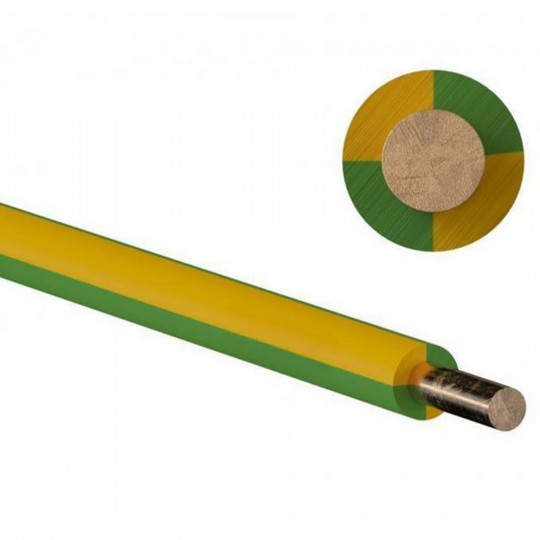 Przewód instalacyjny H07V‑U DY 6 żółto‑zielony 1m