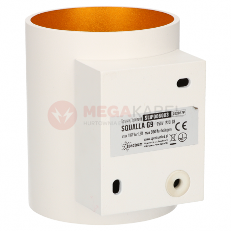 Kinkiet ozdobny SQUALLA TUBA biało/złota G9 Spectrum