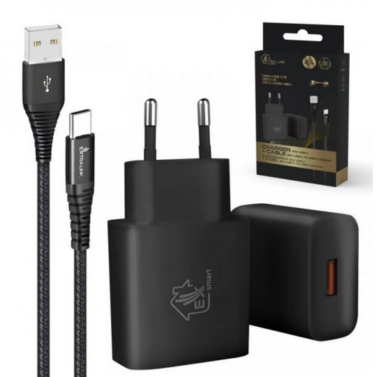 Ładowarka USB 12W + przewód USB-C 2m Smart Life EXTRALINK