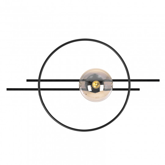 Lampa kinkiet z okręgiem i kloszem nowoczesna CORSA pojedyncza czarna 1xE14 K-5346 KAJA