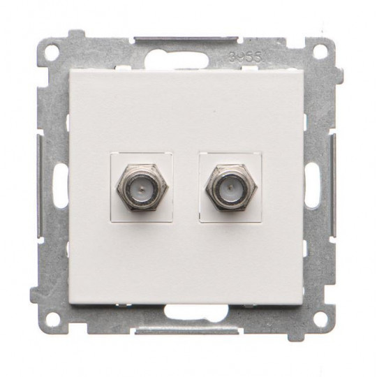 Gniazdo antenowe typu „F” podwójne moduł biały mat TASF2.01/111