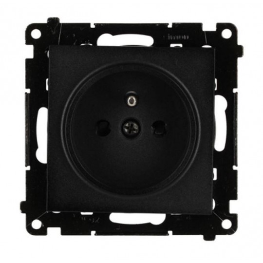 Simon55 Gniazdo wtyczkowe pojedyncze z uziemieniem moduł 16A szybkozłącza czarny mat TGZ1CZ.01/149