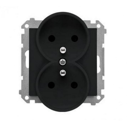 Simon55 Gniazdo wtyczkowe podwójne z uziemieniem moduł 16A szybkozłącza czarny mat TGZ2MCZ.01/149