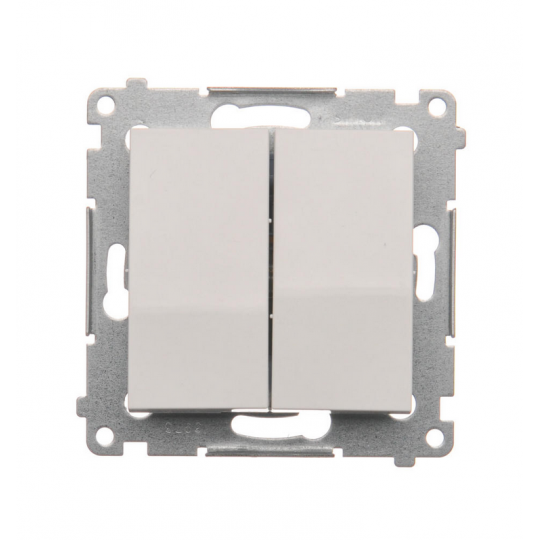 Simon54 Przycisk podwójny zwierny, dwuobwodowy: 2 wejścia 2 wyjścia 10AX szybkozłącza biały DP2.01/11