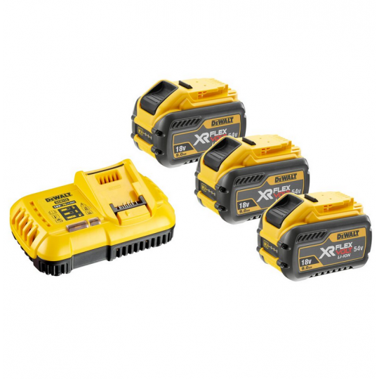 Zestaw akumulatorów 18/54V 3/9Ah FLEXVOLT 3 sztuki + wielonapięciowa ładowarka DCB118X3-QW DEWALT