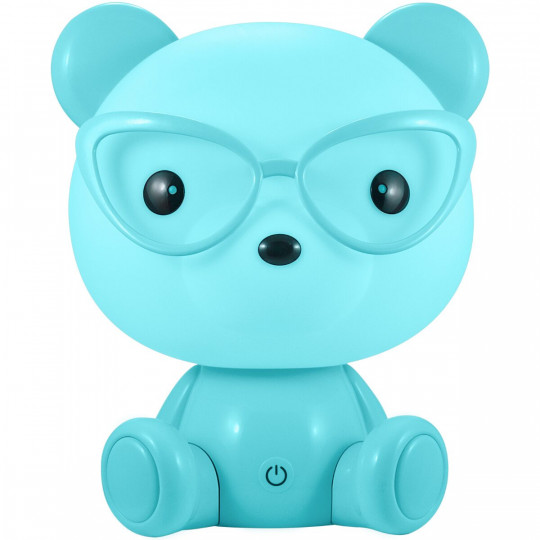 Lampka nocna dziecięca MIŚ OKULARNIK LED niebieski akumulator przewód USB-C 327192 GOLDLUX