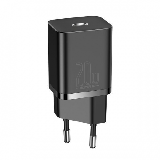 Ładowarka sieciowa Super Si USB-C Type-C PD QC3.0 20W czarna BASEUS
