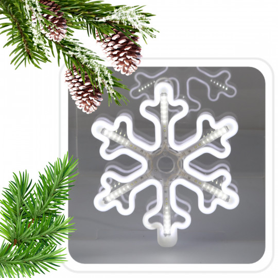 Oświetlenie dekoracje świąteczne na okno ŚNIEŻYNKA 30 CM NEON LED zimna barwa + zimny FLASH LED8295 CHOMIK